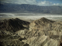 Looking down high above Golden Canyon